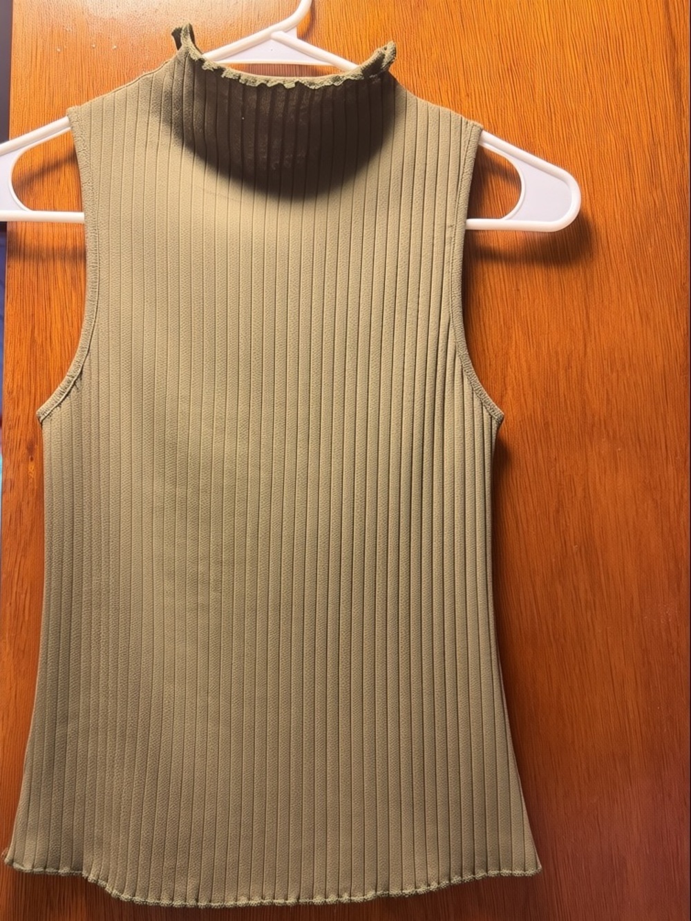 Source Unknown Olive Green Ribbed Mock Neck Tank